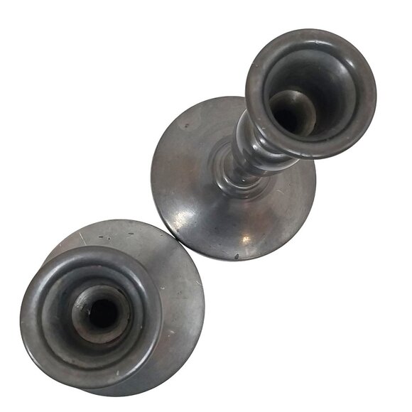 Pair Of Preisner Pewter Candlesticks Taper Candle Holders Vintage 6" - Picture 4 of 11